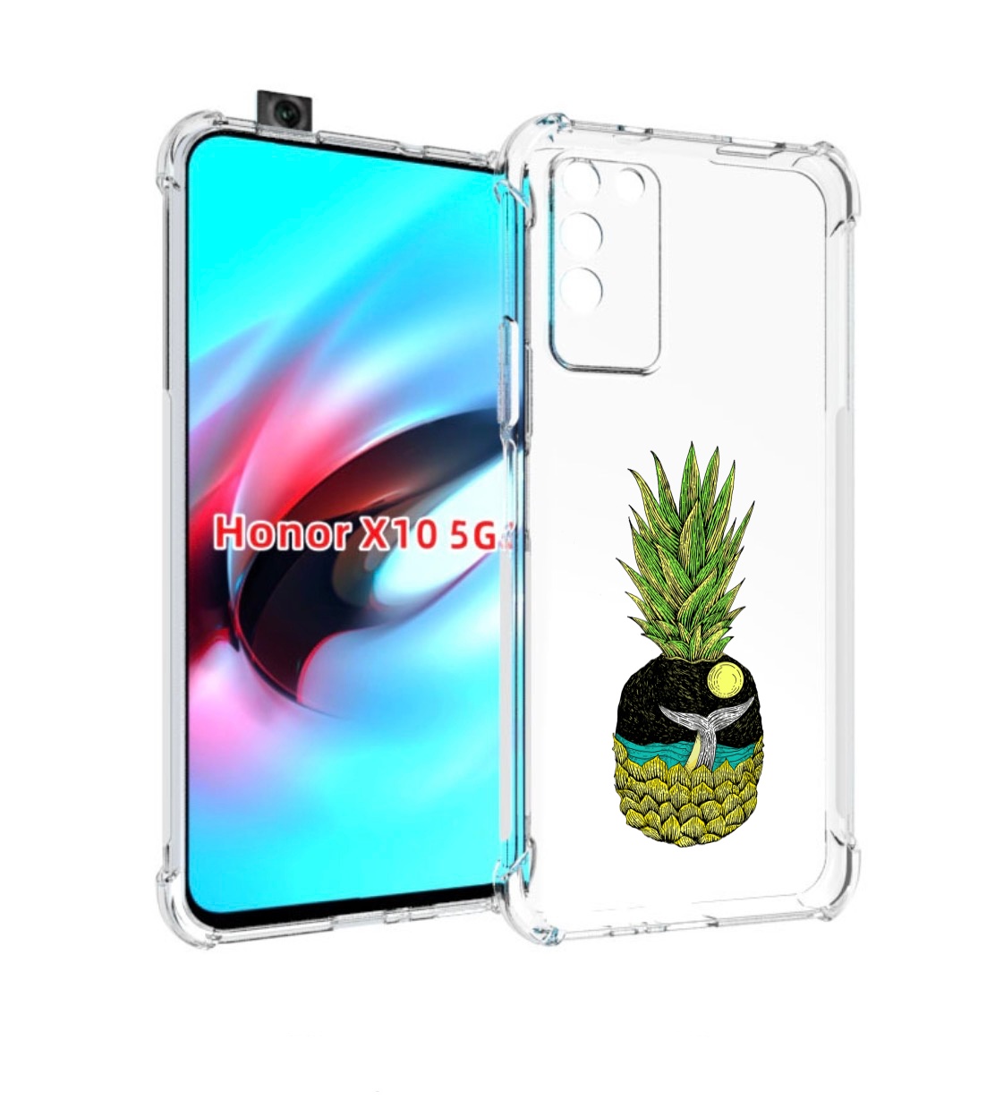 

Чехол MyPads ананас с китом для Honor X10, Прозрачный, Tocco