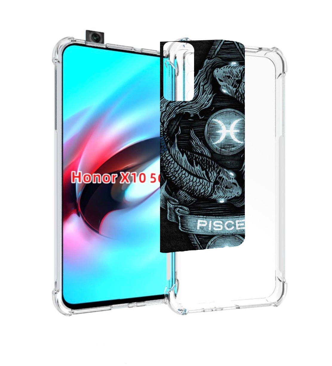 

Чехол MyPads знак зодиака рыбы 4 для Honor X10, Прозрачный, Tocco