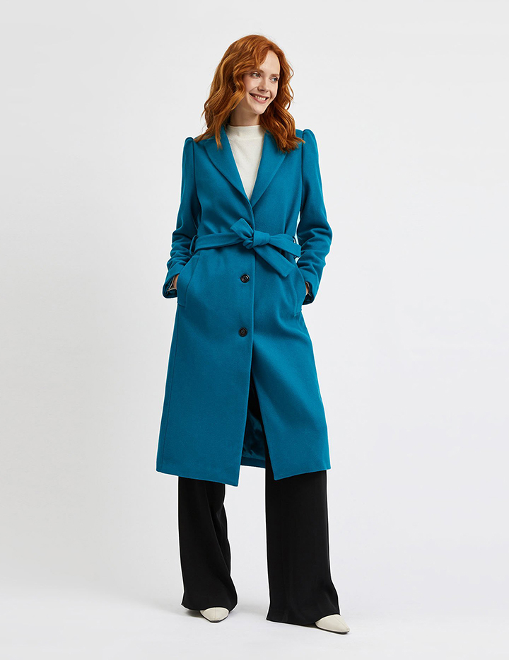

Пальто женское United Colors of Benetton 21A_2JWX5K364 голубое 40, 21A_2JWX5K364