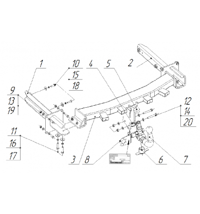 

Фаркоп Mercedes GLS-Class x166 2016-2019,Mercedes GLE-Class w166 2015-2019, 2255-AK41