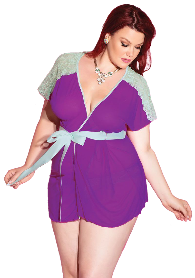 

Струящийся халатик с кружевными вставками фиолетовый XL/XXL, S4052