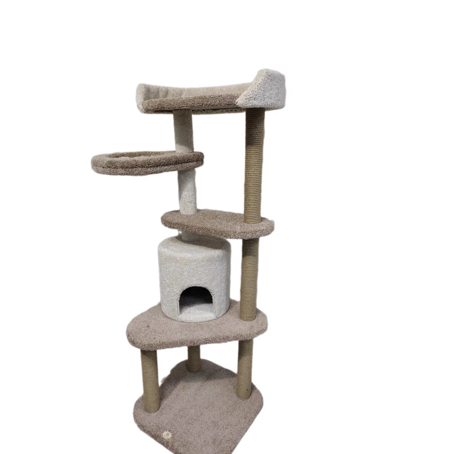 Комплекс для кошек Моя котя, игровой, бежево-белый, ковролин, дерево, джут, 150 см
