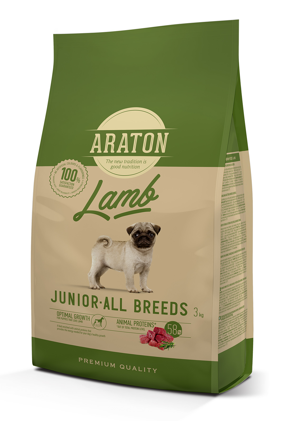 

Сухой корм для щенков всех пород ARATON DOG JUNIOR, с ягненком и рисом, 3кг