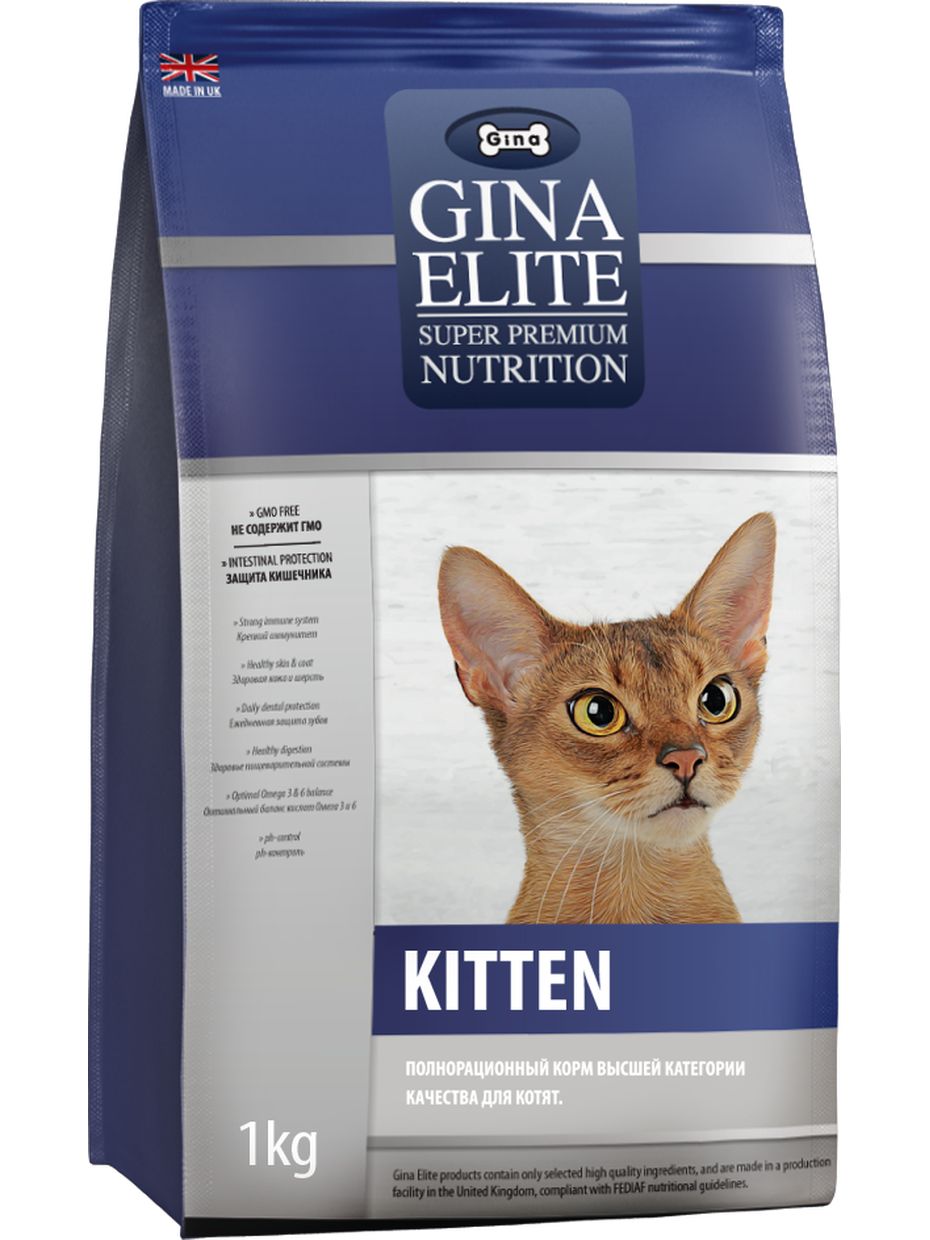 фото Сухой корм для котят gina elite kitten, с птицей и белой рыбой, 3кг