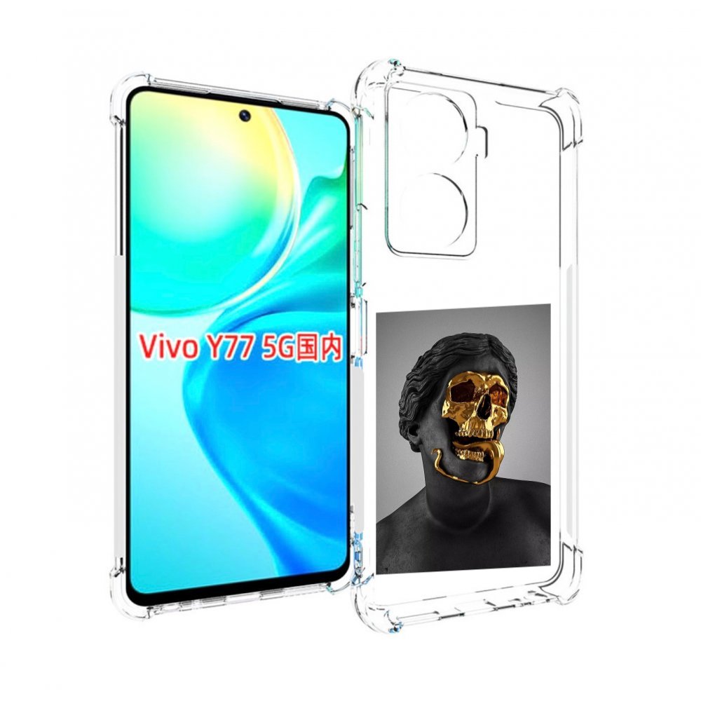 

Чехол MyPads золотой череп в статуе для Vivo Y77 5G, Прозрачный, Tocco