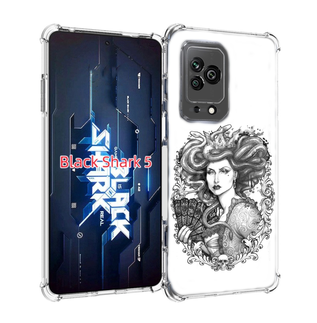 

Чехол MyPads медуза черно белый для Xiaomi Black Shark 5, Прозрачный, Tocco