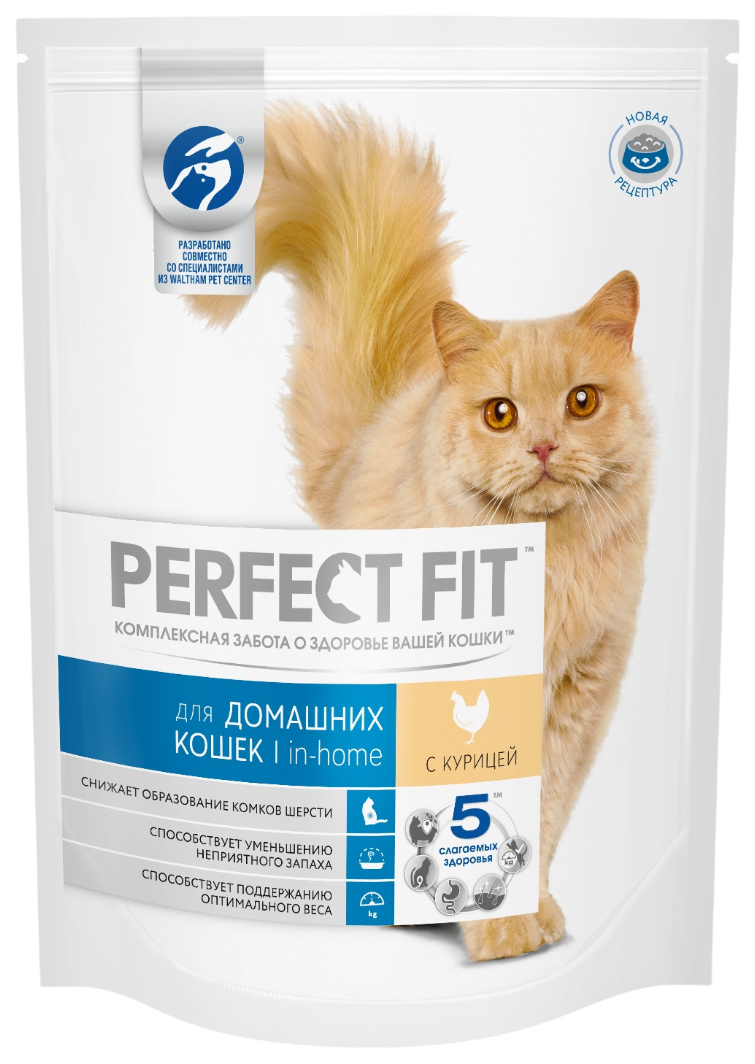 фото Сухой корм для кошек perfect fit in-home с курицей, 190 г