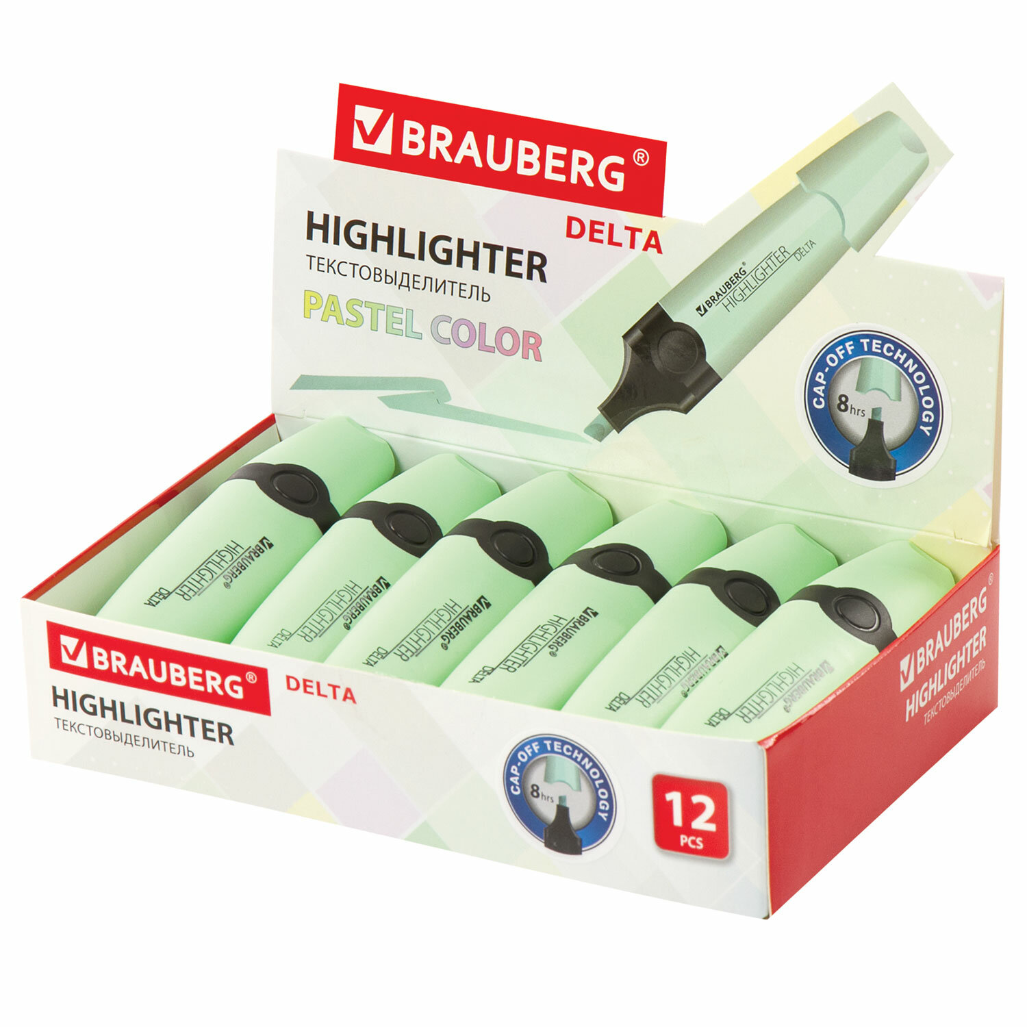 

Текстовыделитель BRAUBERG DELTA PASTEL, МЯТА, линия 1-5 мм, 12 шт, Зеленый