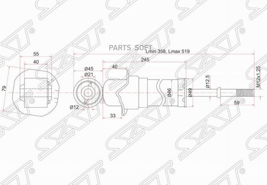 

SAT Амортизатор задний TOYOTA AVENSIS 03-08 LH=RH