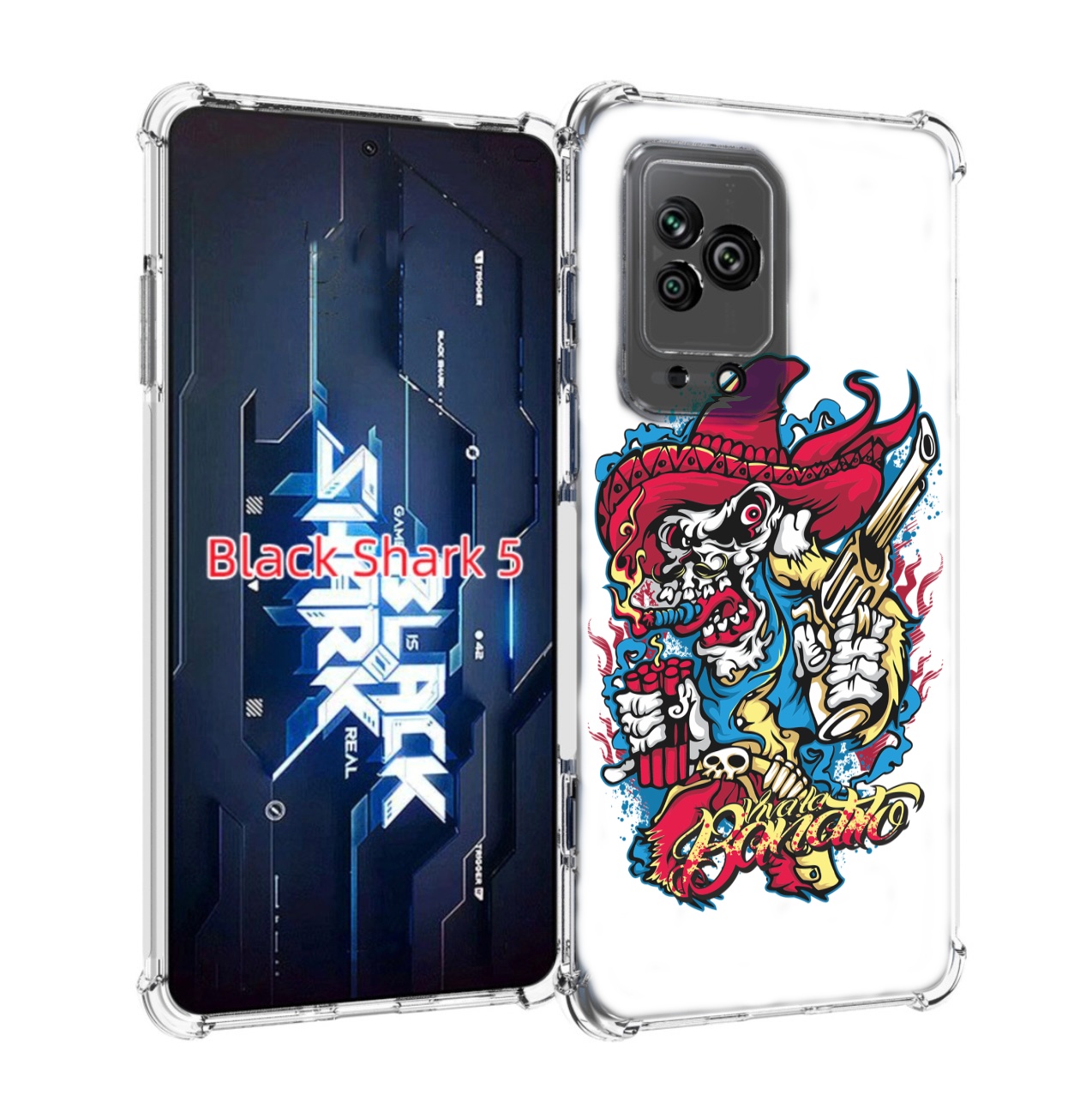 

Чехол MyPads нарисованный скелет с писталетом для Xiaomi Black Shark 5, Прозрачный, Tocco