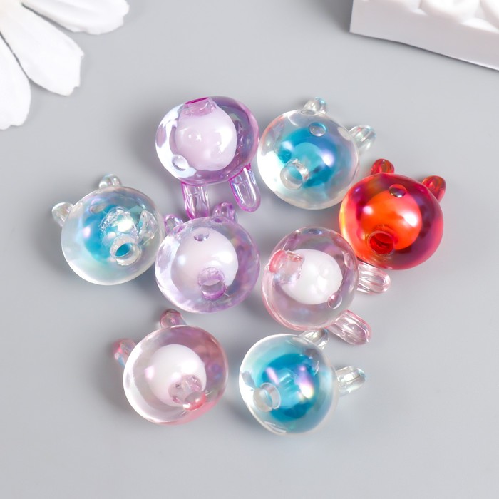 

Бусина акрил с несквозным отверстием "Зайка" набор 8 шт разноцветные 1,5х1,6х2 см