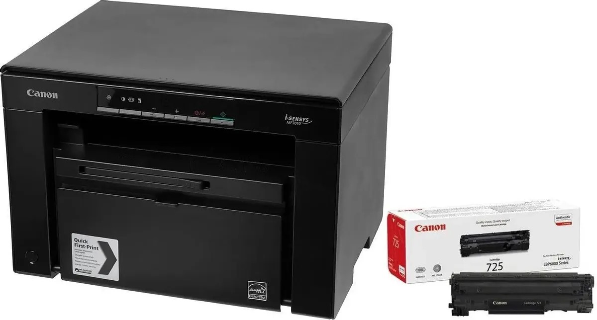 

МФУ лазерный Canon i-Sensys MF3010 bundle + картридж, черно-белая печать, A4, цвет черный