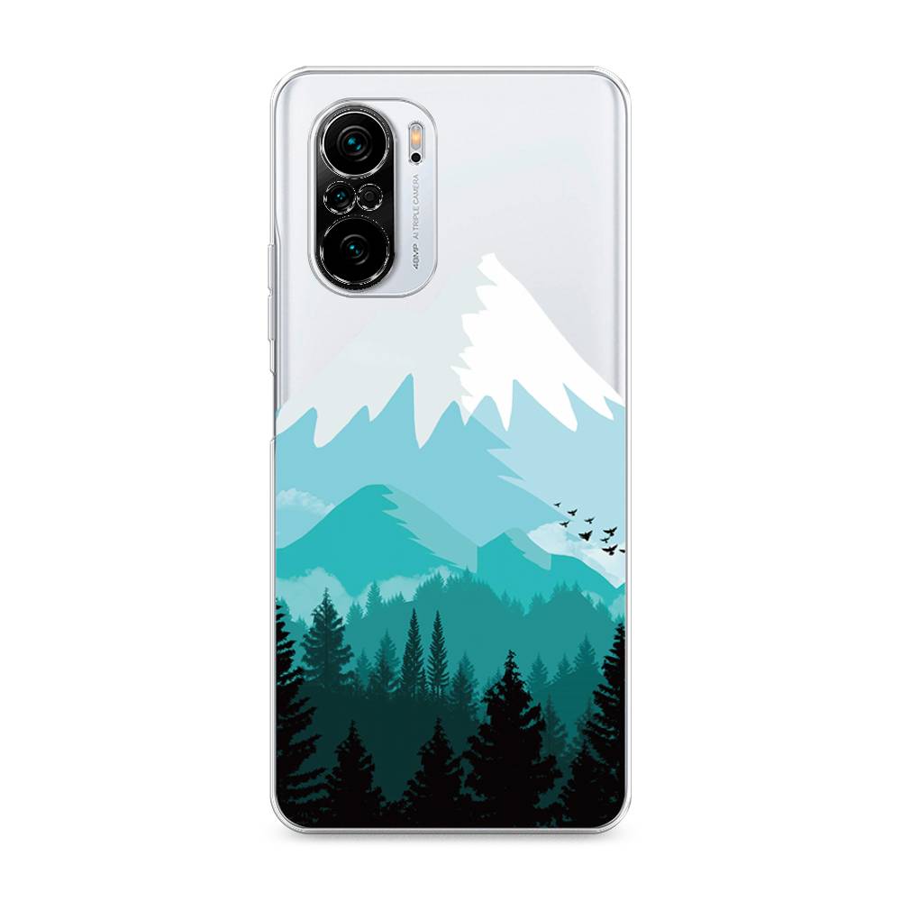 

Чехол на Poco F3/Redmi K40/Mi 11i "Синяя снежная гора", Белый;голубой, 310150-2
