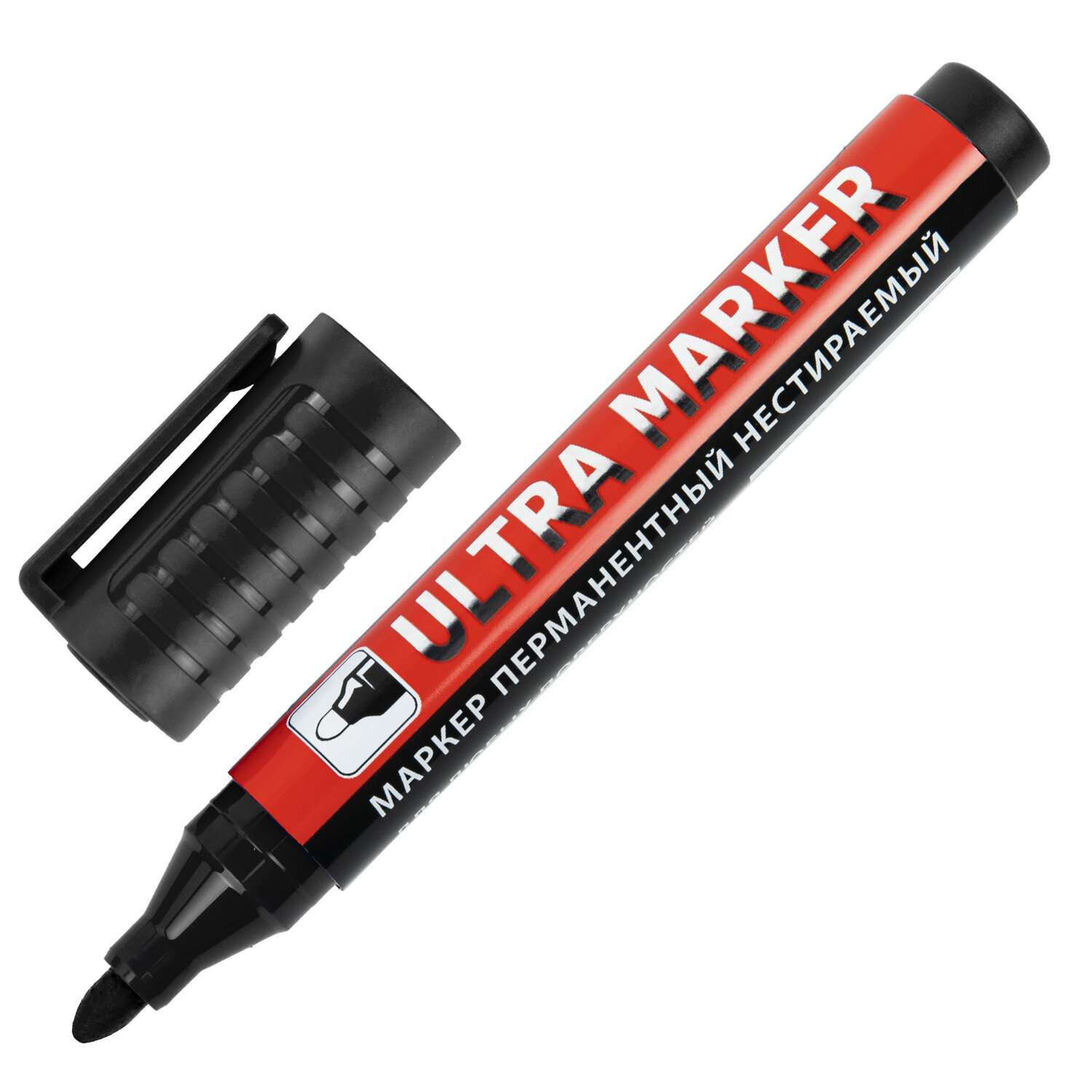 

Маркер перманентный BRAUBERG ULTRA MARKER, ЧЕРНЫЙ, 3,5 мм, с клипом, 24 шт