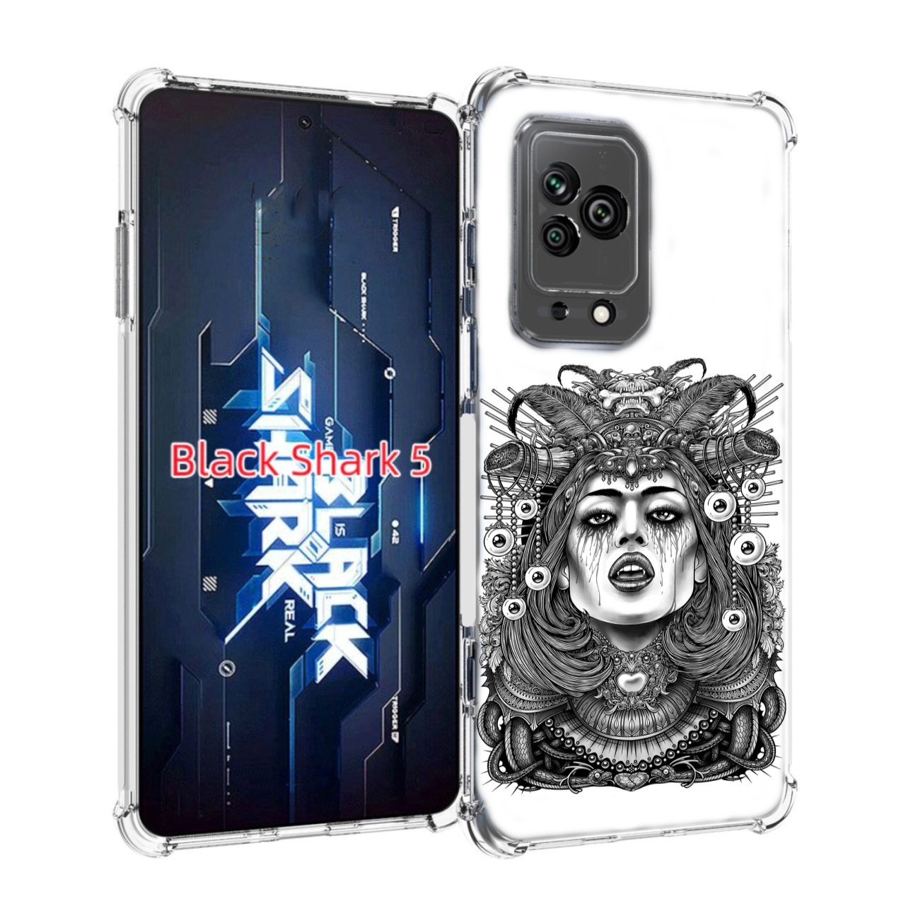 

Чехол MyPads портрет девушки черно белый для Xiaomi Black Shark 5, Прозрачный, Tocco