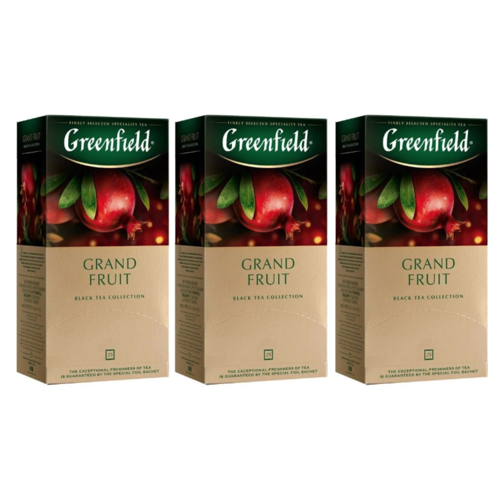 фото Чай черный greenfield grand fruit 3 упаковки по 25 пакетиков