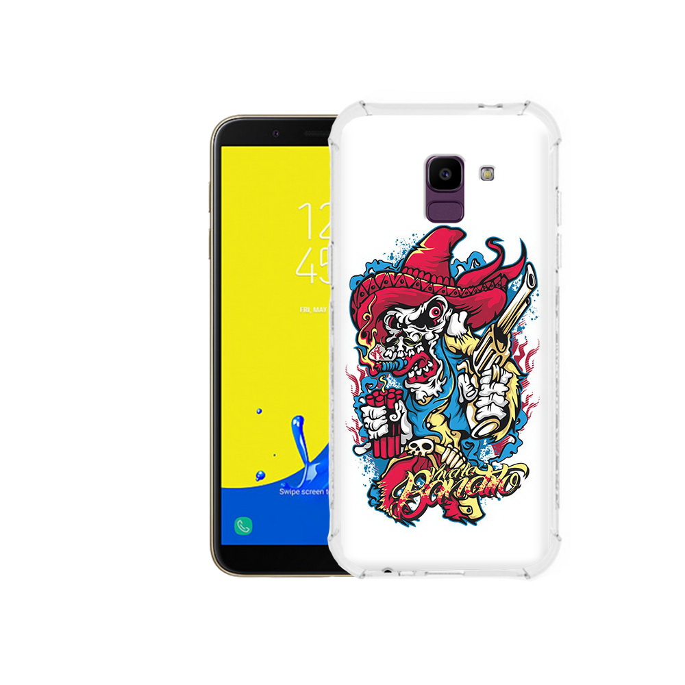 

Чехол MyPads Tocco для Samsung Galaxy J6 (2018) нарисованный скелет с писталетом, Прозрачный, Tocco