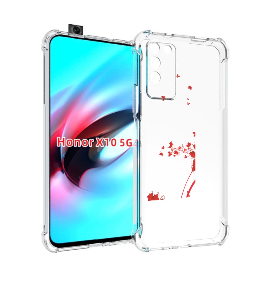 

Чехол MyPads каблук-в-цветах для Honor X10, Прозрачный, Tocco