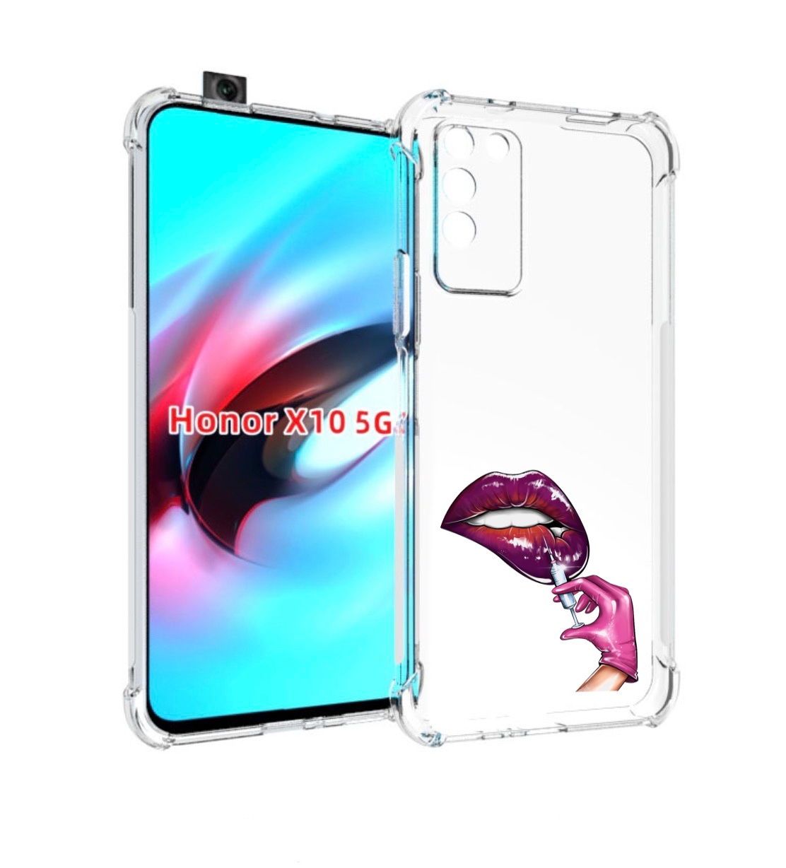 

Чехол MyPads качаем-губы для Honor X10, Прозрачный, Tocco