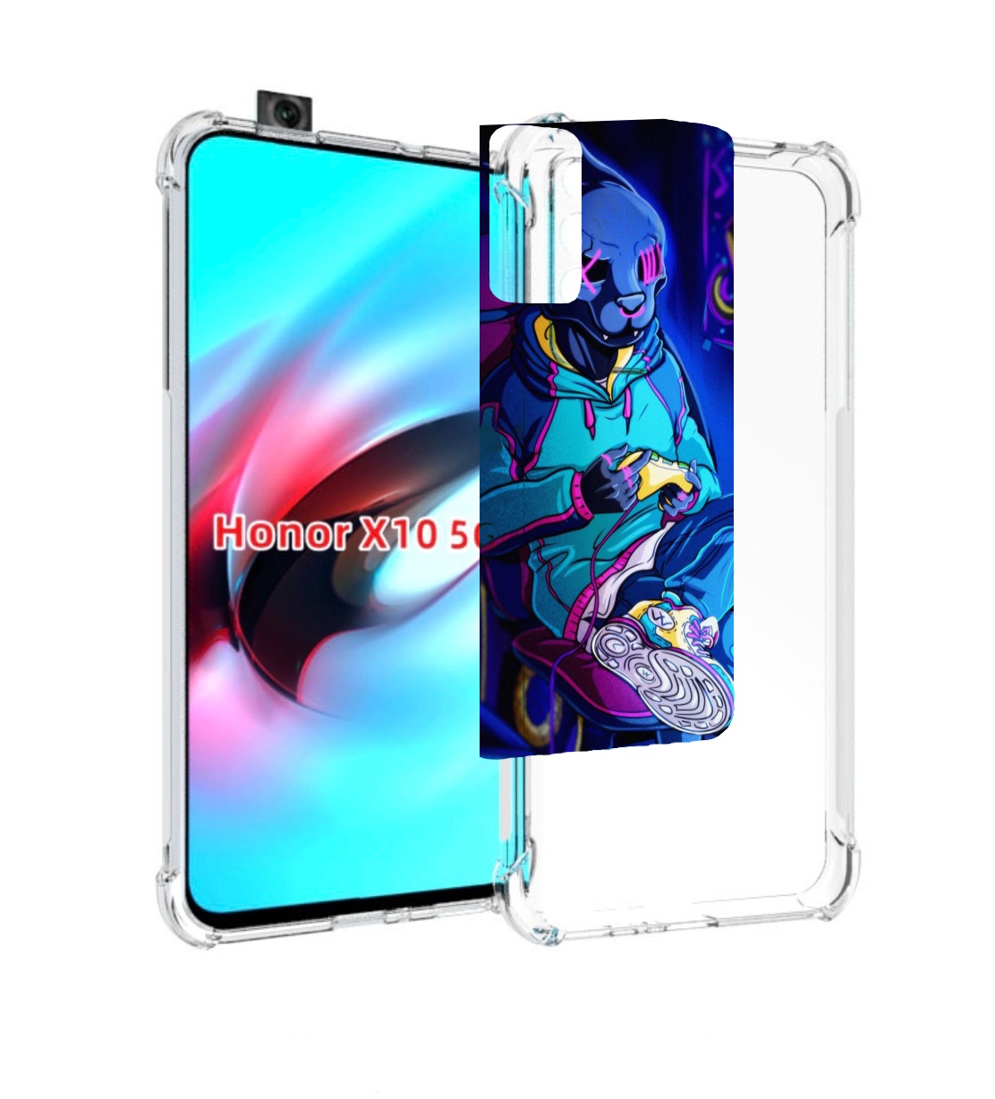 

Чехол MyPads киберпанк игрок для Honor X10, Прозрачный, Tocco