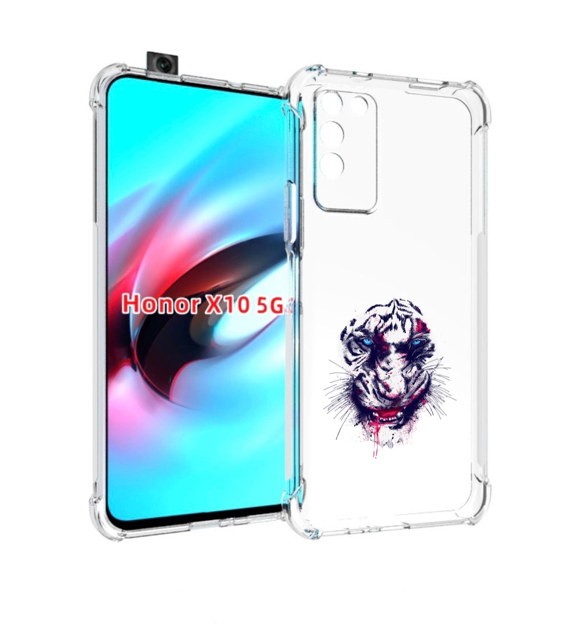 

Чехол MyPads безумный тигр для Honor X10, Прозрачный, Tocco
