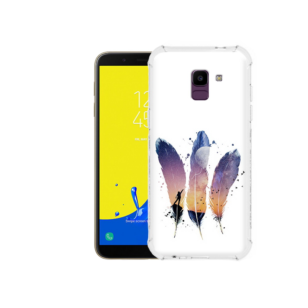 

Чехол MyPads Tocco для Samsung Galaxy J6 (2018) небесные перья, Прозрачный, Tocco
