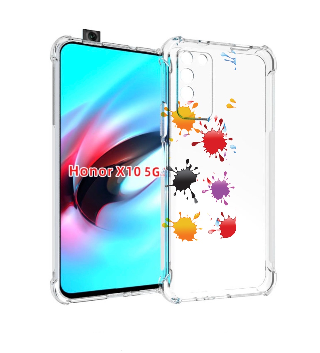 

Чехол MyPads кляксы для Honor X10, Прозрачный, Tocco