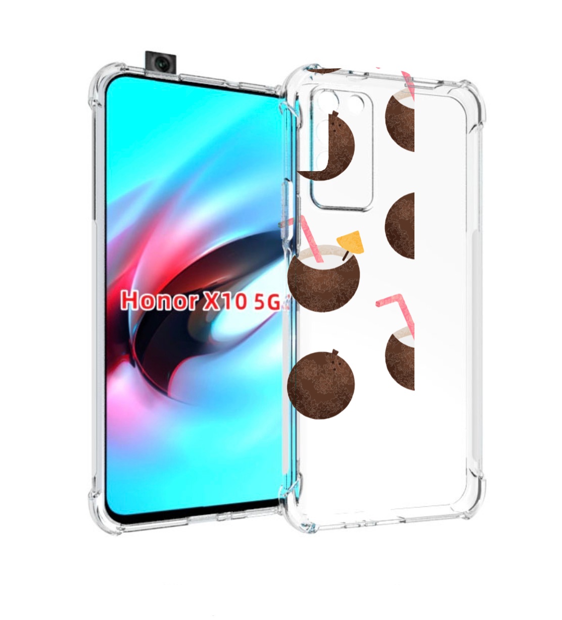 

Чехол MyPads кокосики для Honor X10, Прозрачный, Tocco