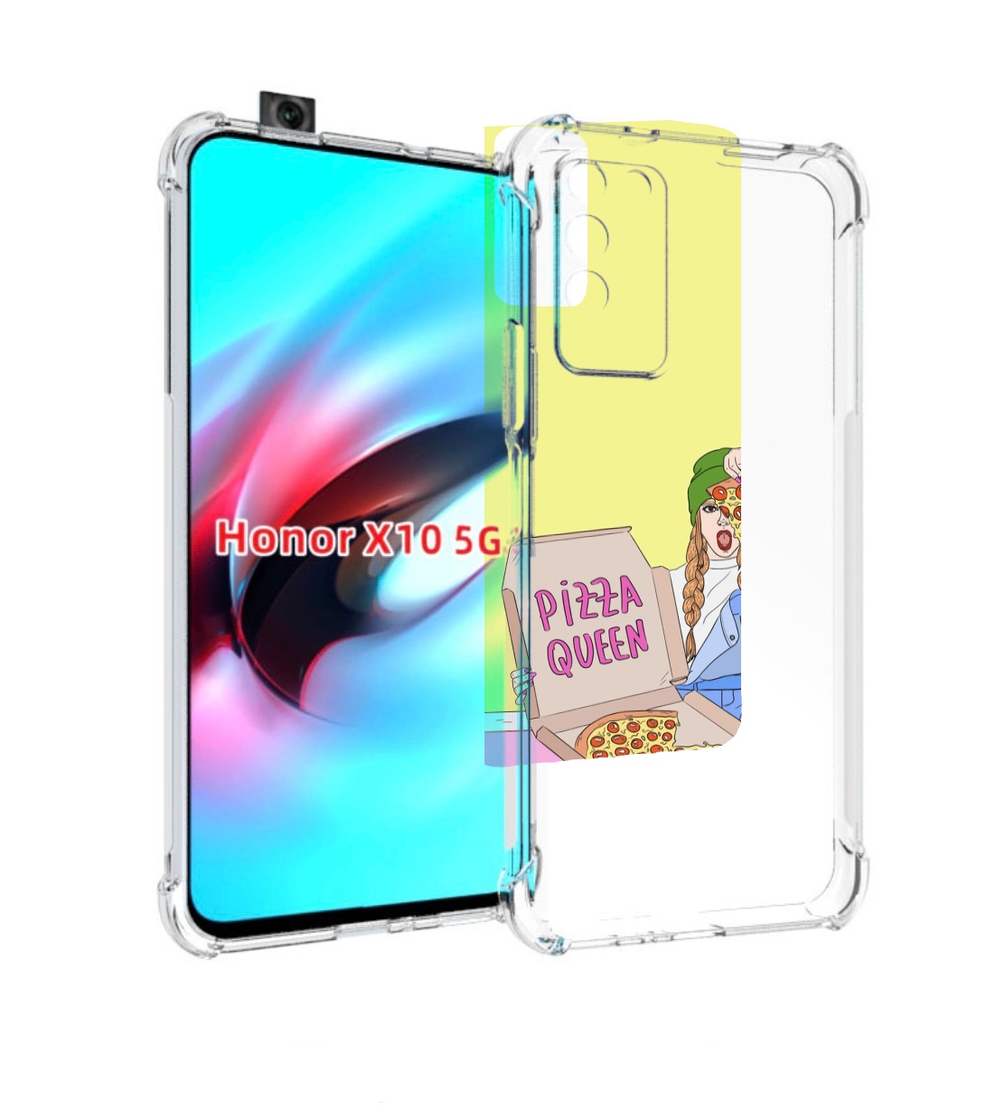 

Чехол MyPads королева-пиццы женский для Honor X10, Прозрачный, Tocco