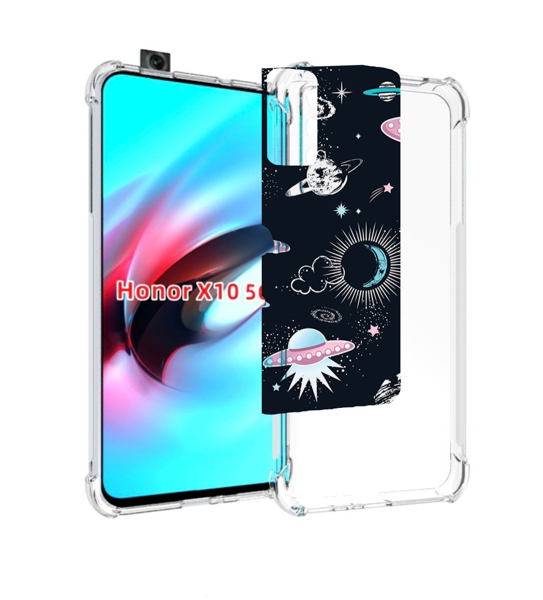 

Чехол MyPads космос-мини-картинки для Honor X10, Прозрачный, Tocco