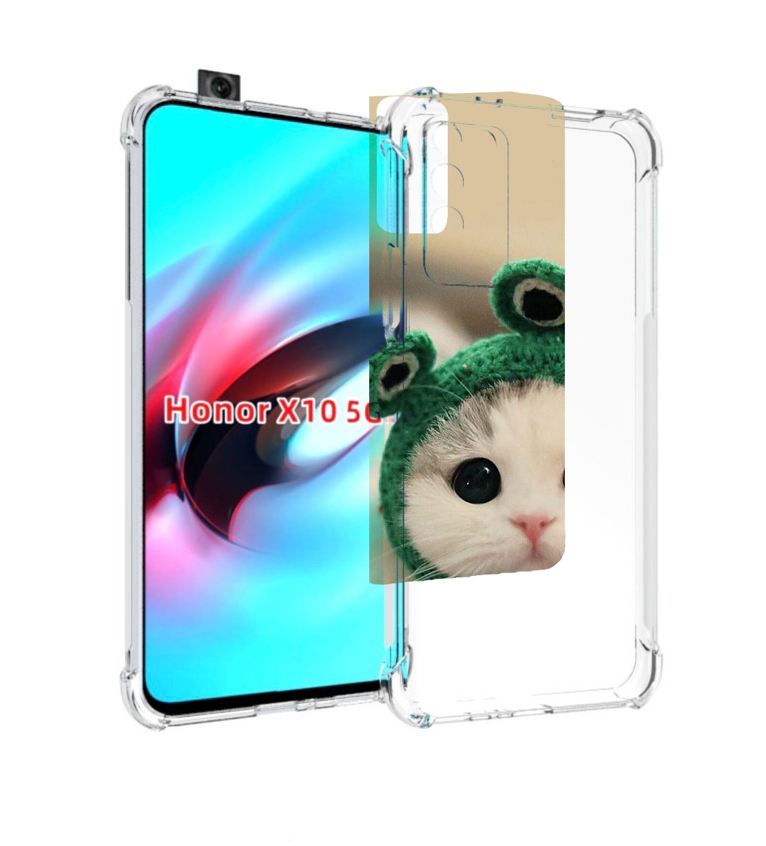 

Чехол MyPads кот-лягушка детский для Honor X10, Прозрачный, Tocco