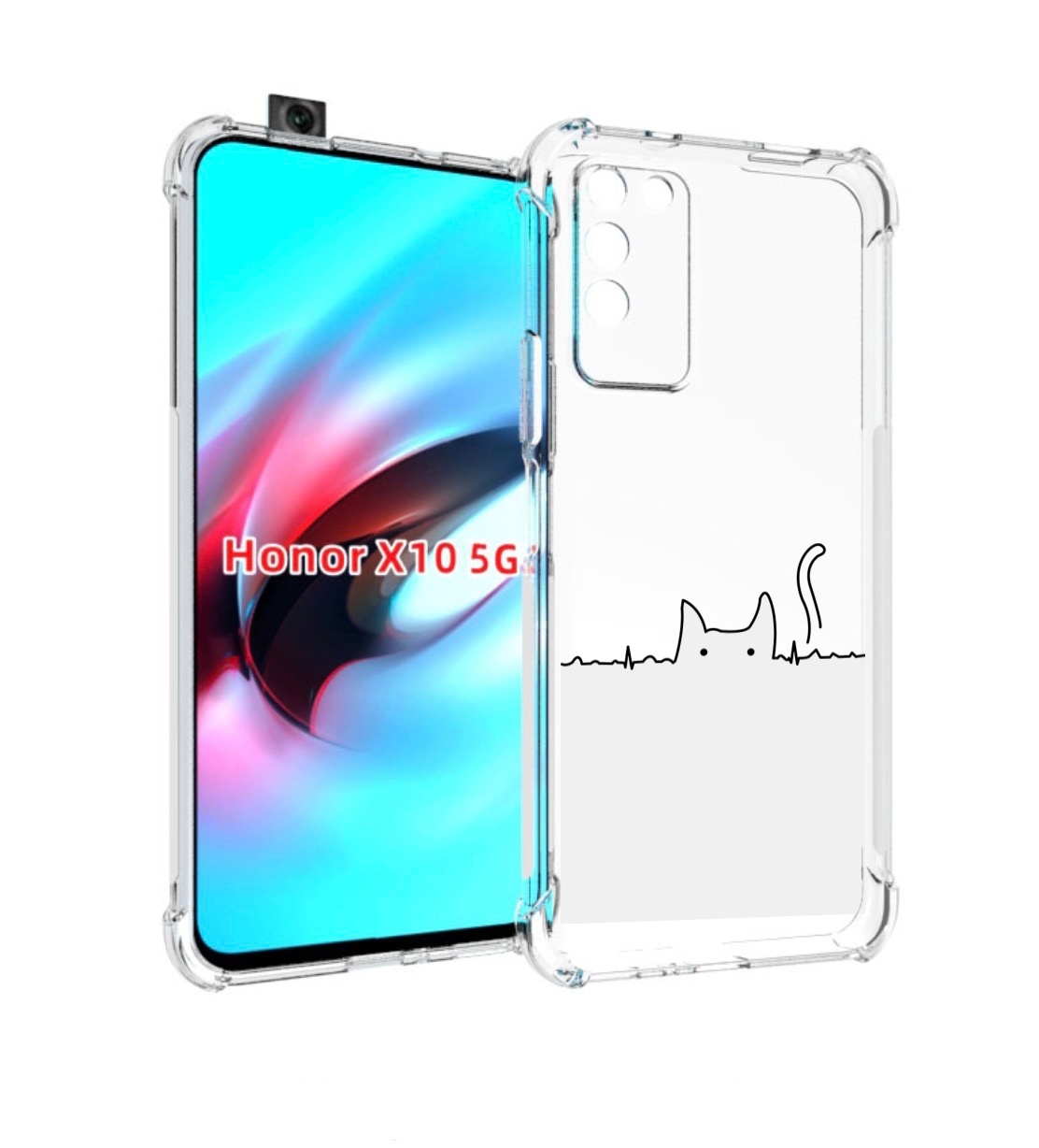

Чехол MyPads кот-музыкальный для Honor X10, Прозрачный, Tocco