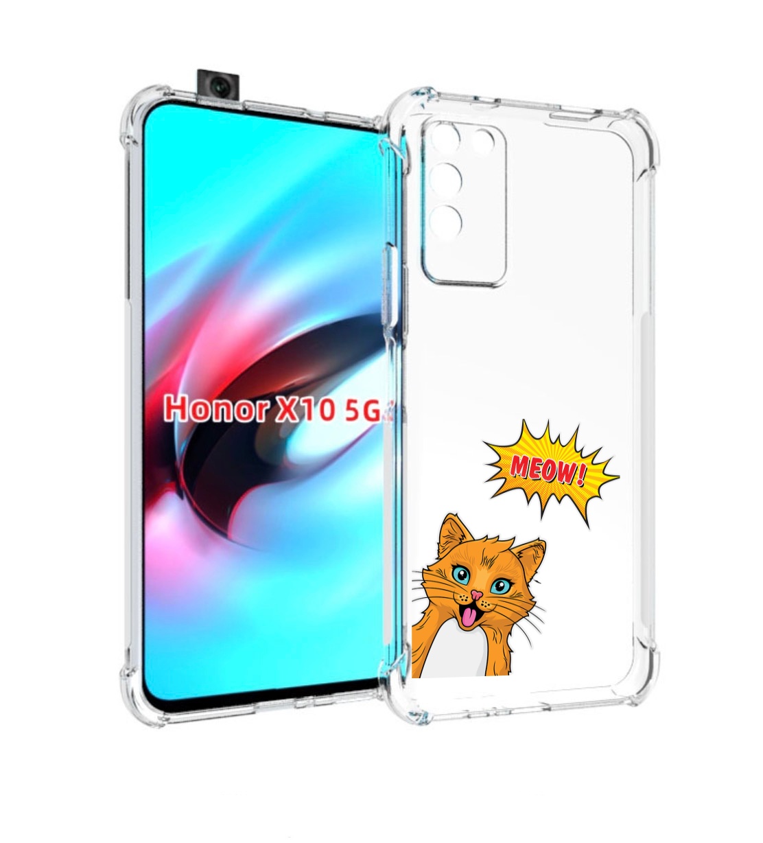 

Чехол MyPads кот-мяу детский для Honor X10, Прозрачный, Tocco