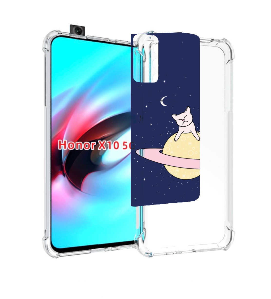 

Чехол MyPads котик на планете для Honor X10, Прозрачный, Tocco