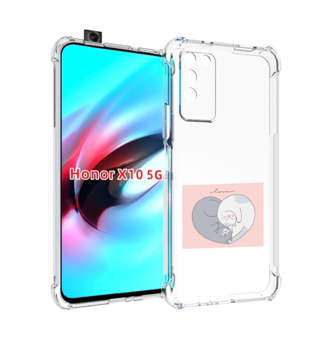 

Чехол MyPads котики-в-форме-сердца для Honor X10, Прозрачный, Tocco