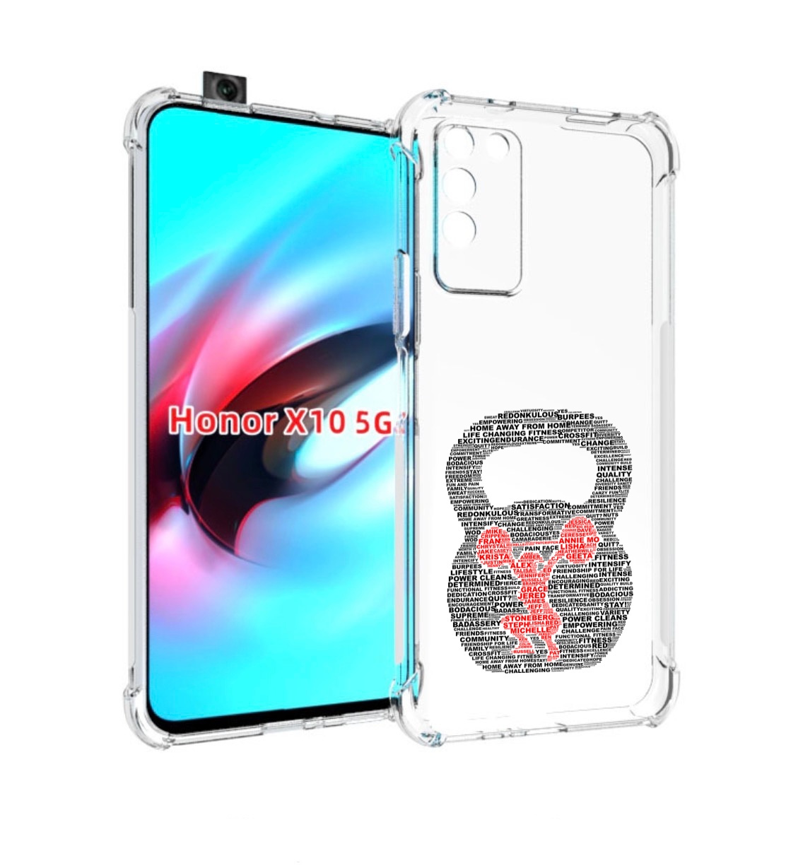 

Чехол MyPads бодибилдинг гиря из слов для Honor X10, Прозрачный, Tocco