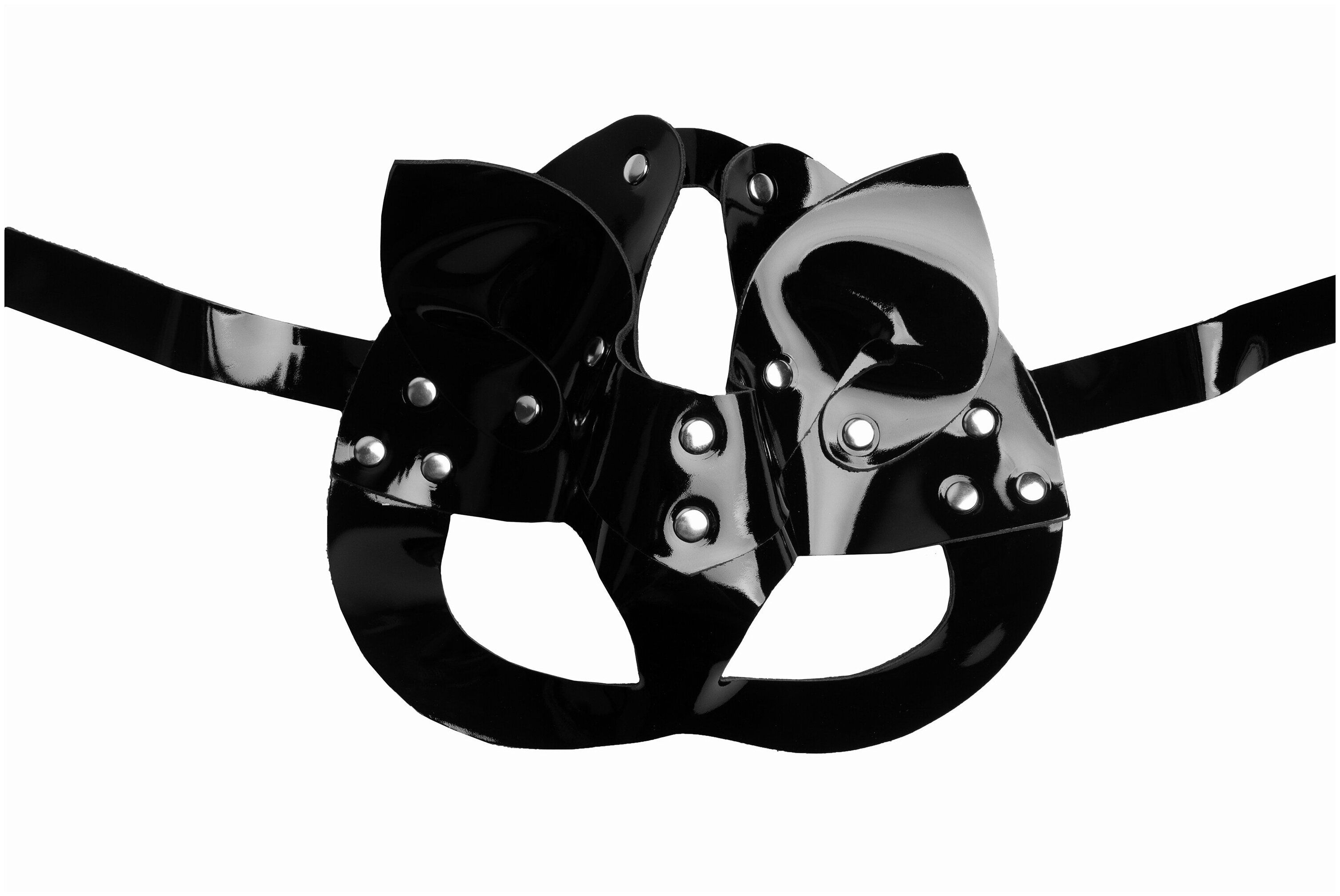Маска кошки BDSM Арсенал черная лакированная