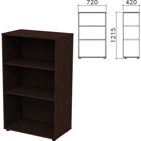 фото Шкаф стеллаж приоритет, 720х420х1215 мм, 2 полки, венге, к-933, к-933 венге