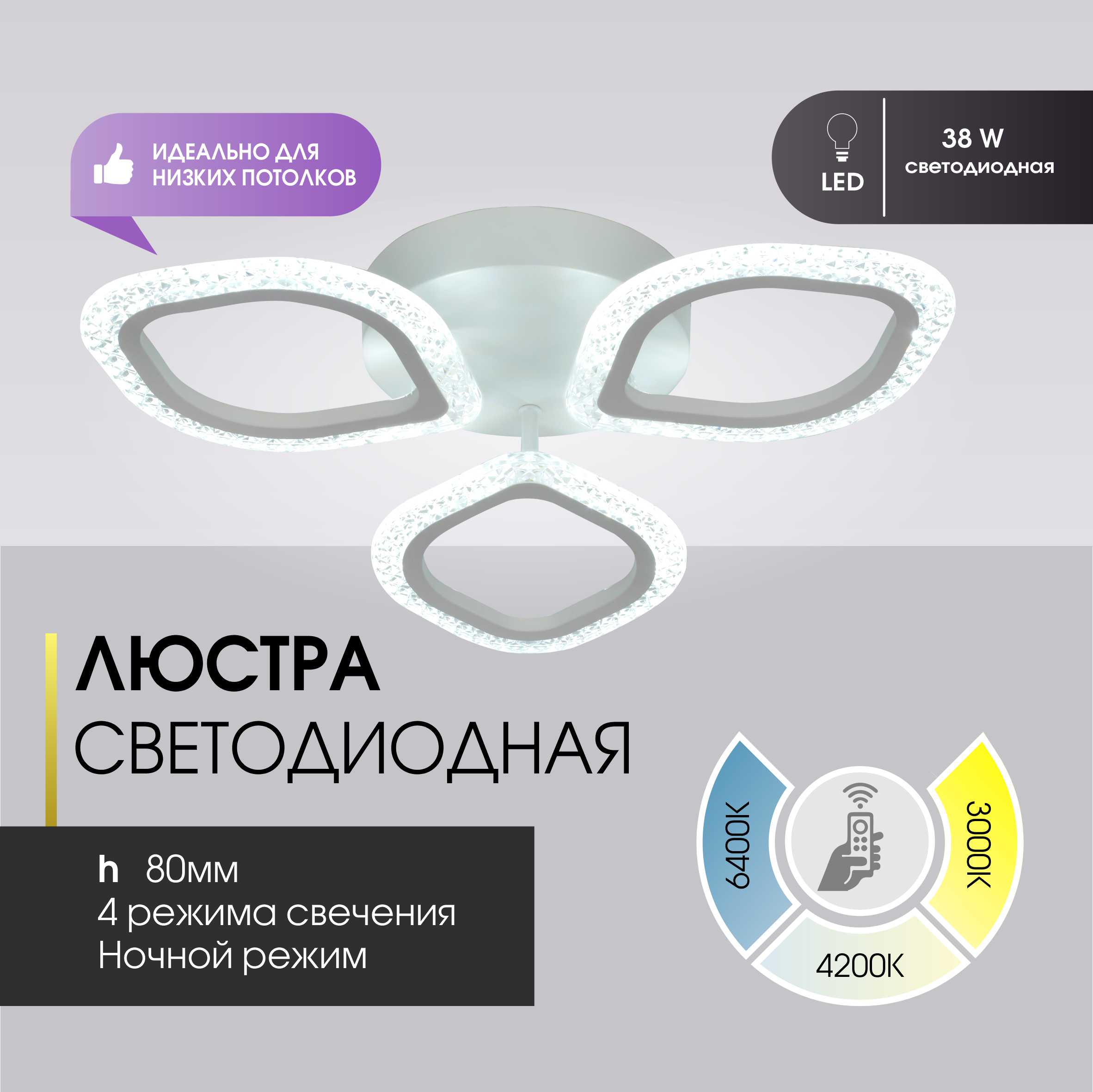 Люстра Astrea потолочная светодиодная с пультом