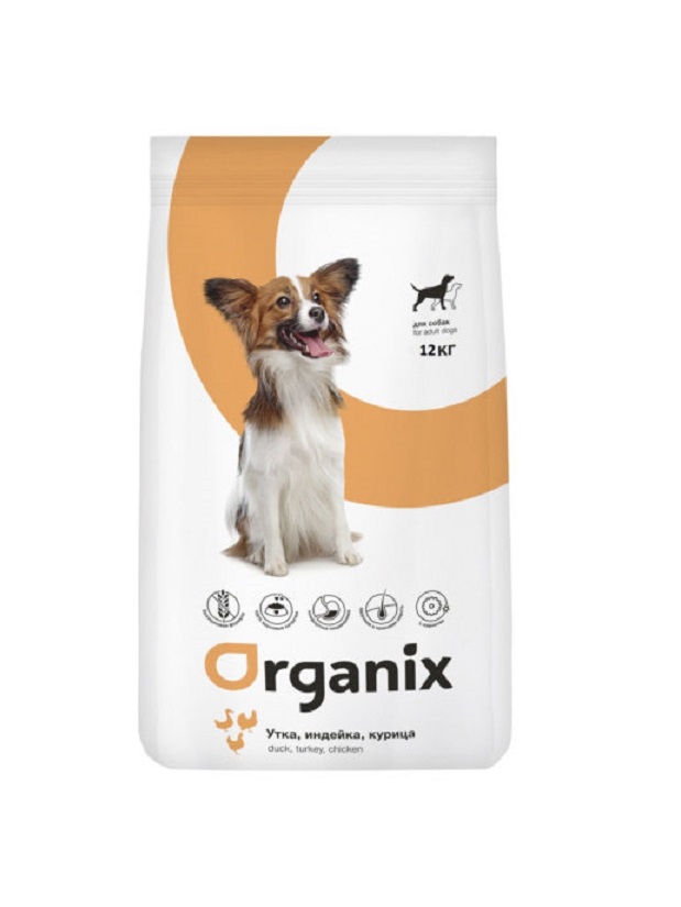 фото Сухой корм для собак organix grain free adult dog ; с уткой; индейкой и курицей; 12кг