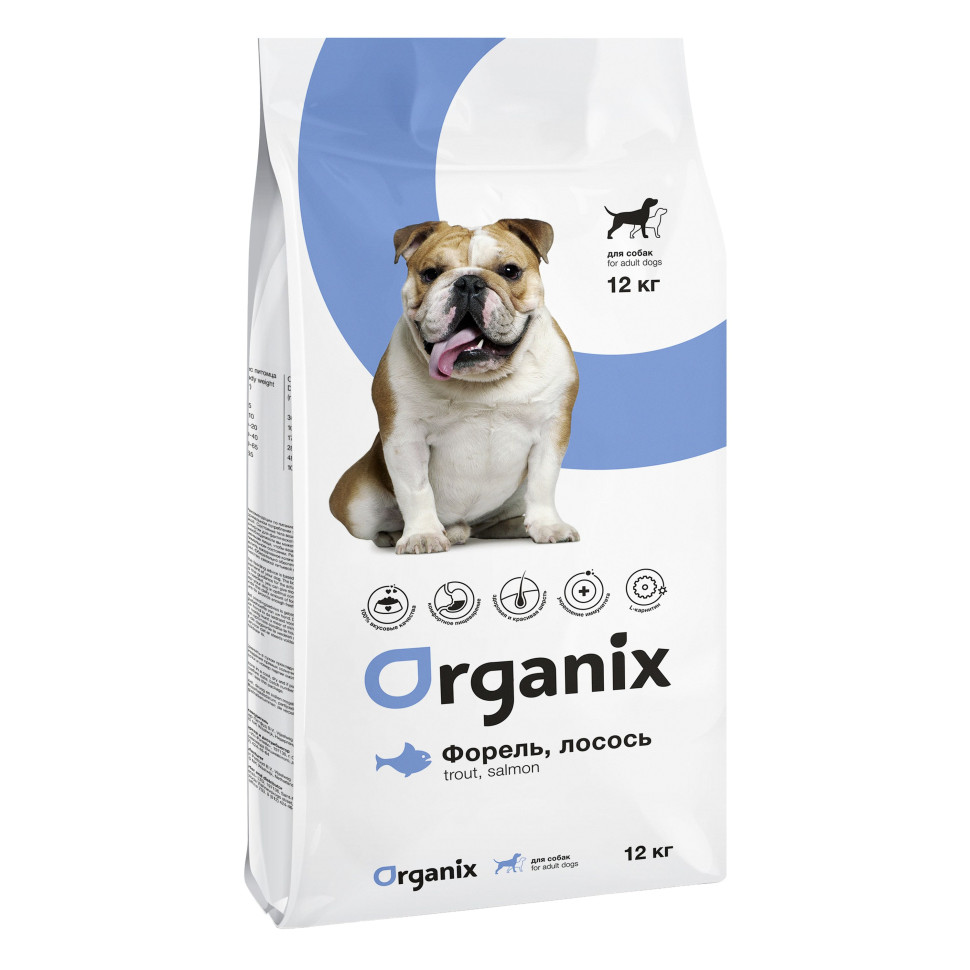 фото Сухой корм для собак organix adult dog , лосось, форель, 12кг