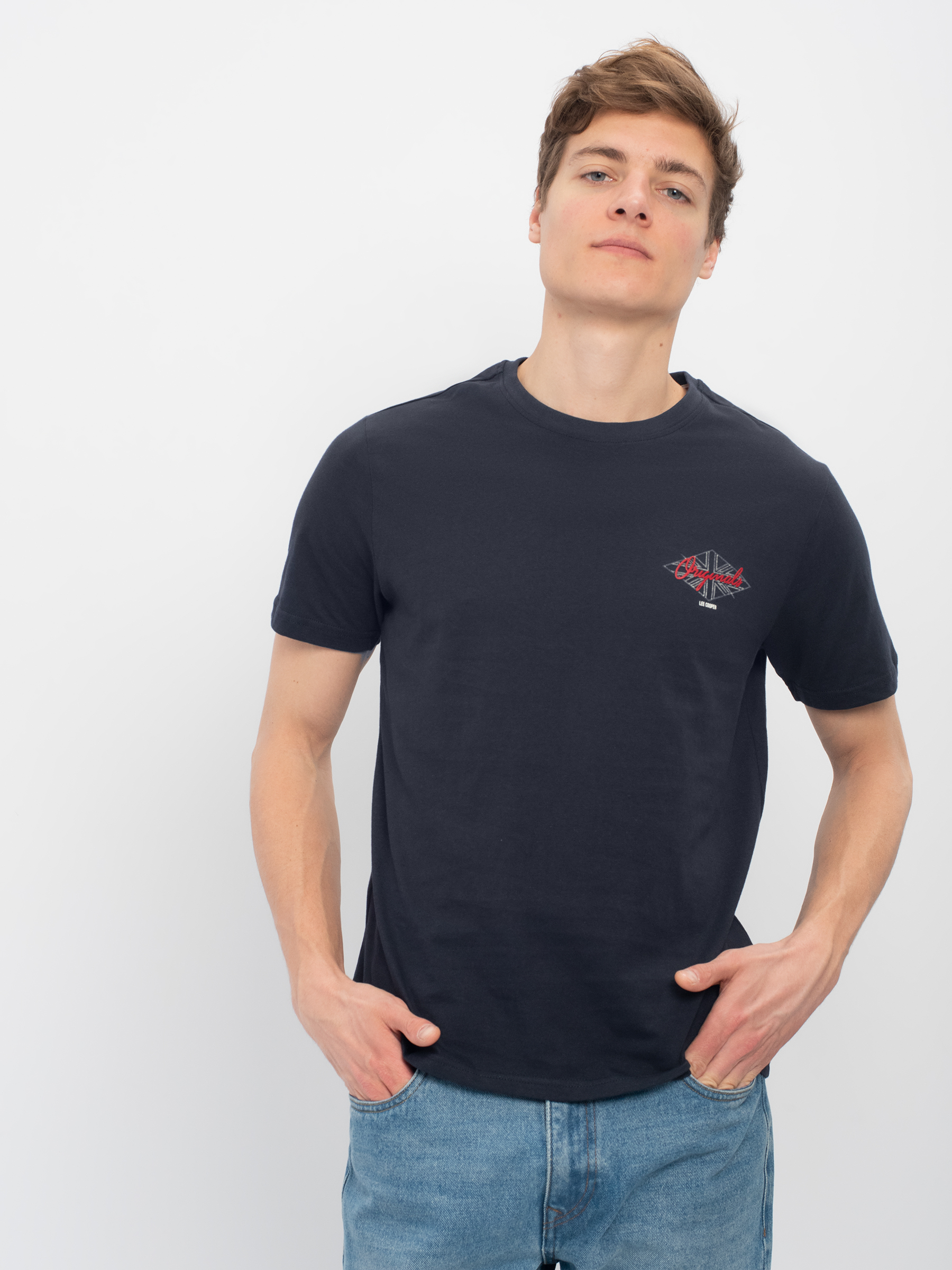 

Футболка мужская Lee cooper MT2A119360BS2LC1-DN синяя M, MT2A119360BS2LC1-DN