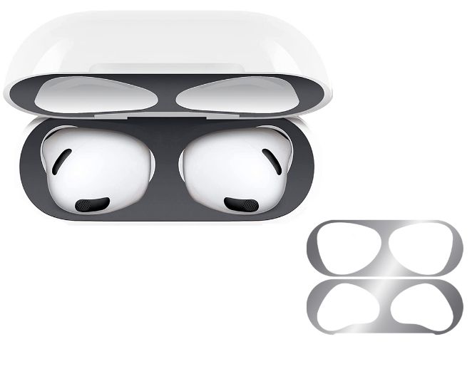 

Защитная пленка для AirPods 3 серебро / наклейка для кейса Аирподс 3, Серебристый