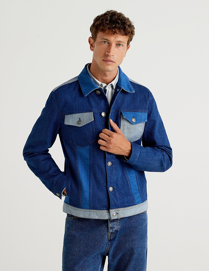 

Джинсовая куртка мужская United Colors of Benetton 21A_2Y4353GV8 разноцветная S, 21A_2Y4353GV8