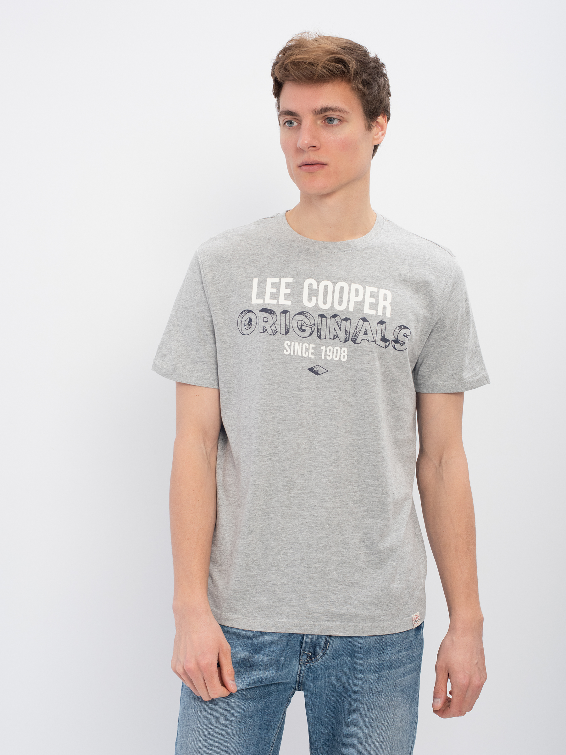 

Футболка мужская Lee cooper MT2A120475BS2LC2-LGM серая S, MT2A120475BS2LC2-LGM