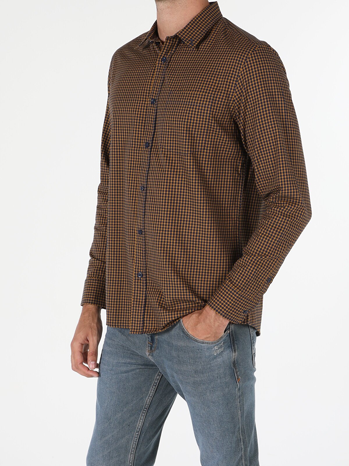Рубашка мужская Colins CL1044227_Q1.V1 коричневая M