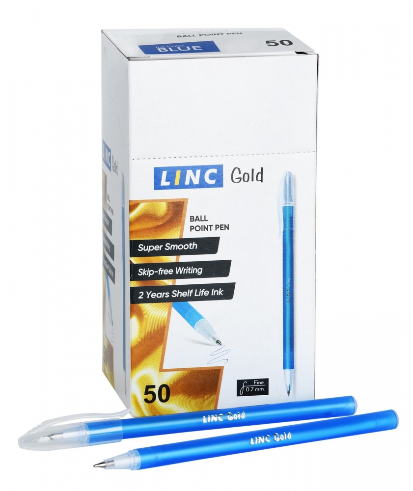 Ручка шариковая Linc GOLD синий 0,7 мм ассорти кругл. корп. 50 шт