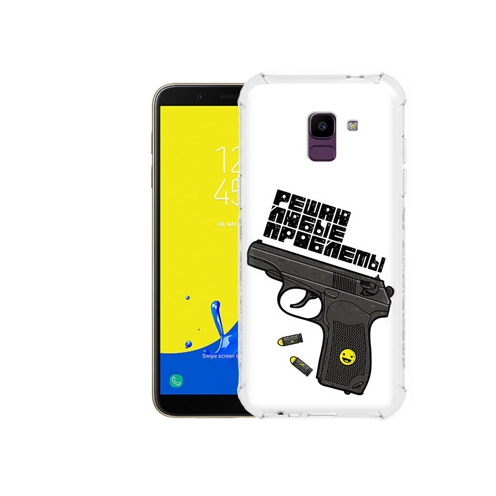 

Чехол MyPads Tocco для Samsung Galaxy J6 (2018) пистолет против проблем, Прозрачный, Tocco