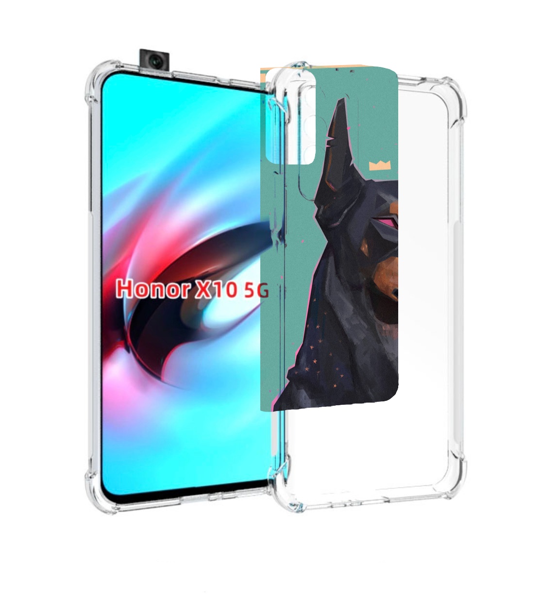 

Чехол MyPads красивый-доберман для Honor X10, Прозрачный, Tocco