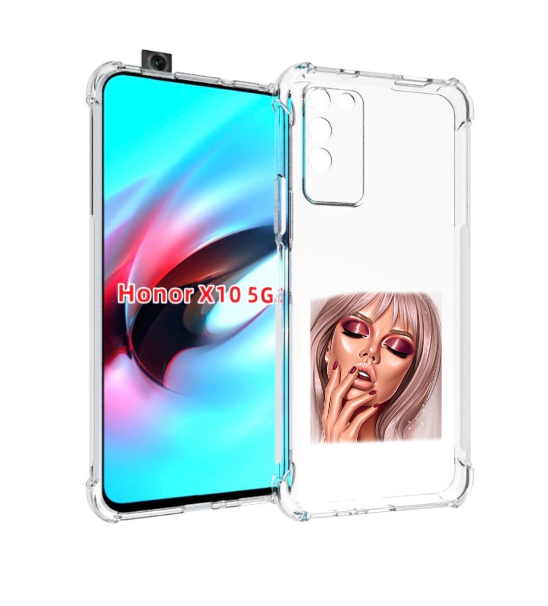 

Чехол MyPads красивый-портрет-девушки женский для Honor X10, Прозрачный, Tocco